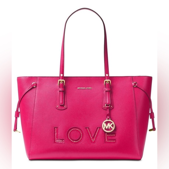 Limited Edition Michael Kors Love Voyager Large Tote Fuchsia - Picture 2 of 14